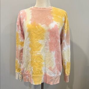 Shiraleah Pink Yellow Tie-Dye Crewneck Sweatshirt